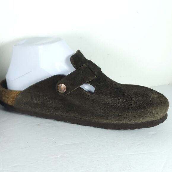 Birkenstock Women's Boston EU38 US7 Narrow Brown Suede Clog Mules Shoes - Picture 7 of 16